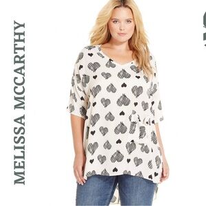 ๐๏ธ3/$40 MELISSA MCCARTHY Seven7 Oversized Tunic Top - Black Cream Size Size 1X